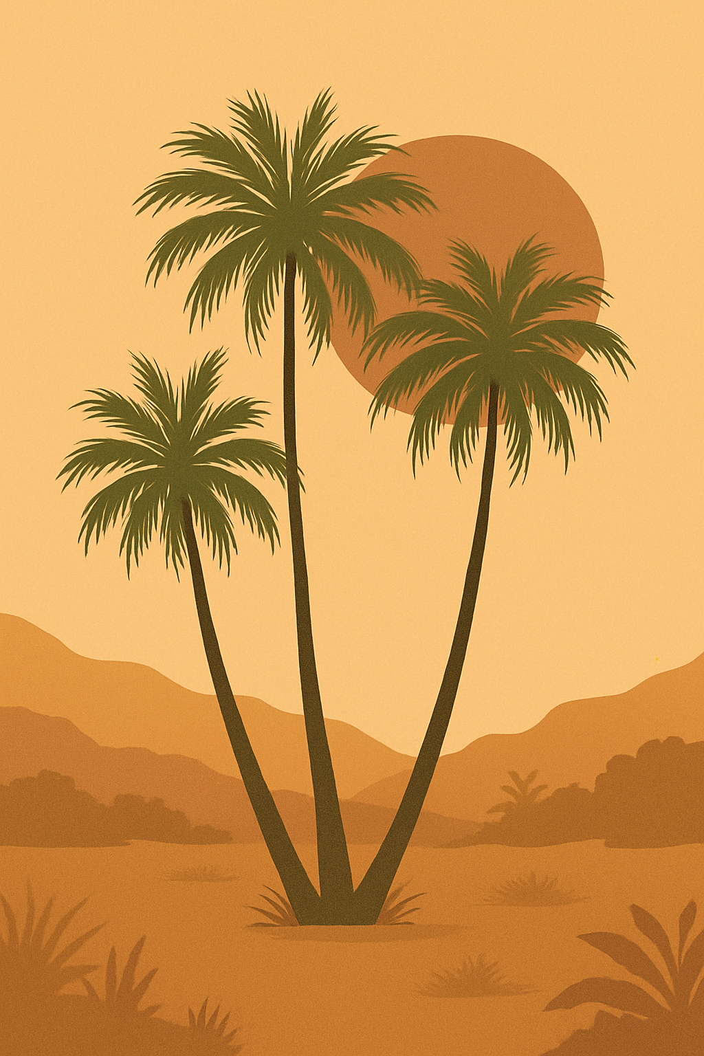Palm Trees Sunset – Hand Drawn Botanical Print
